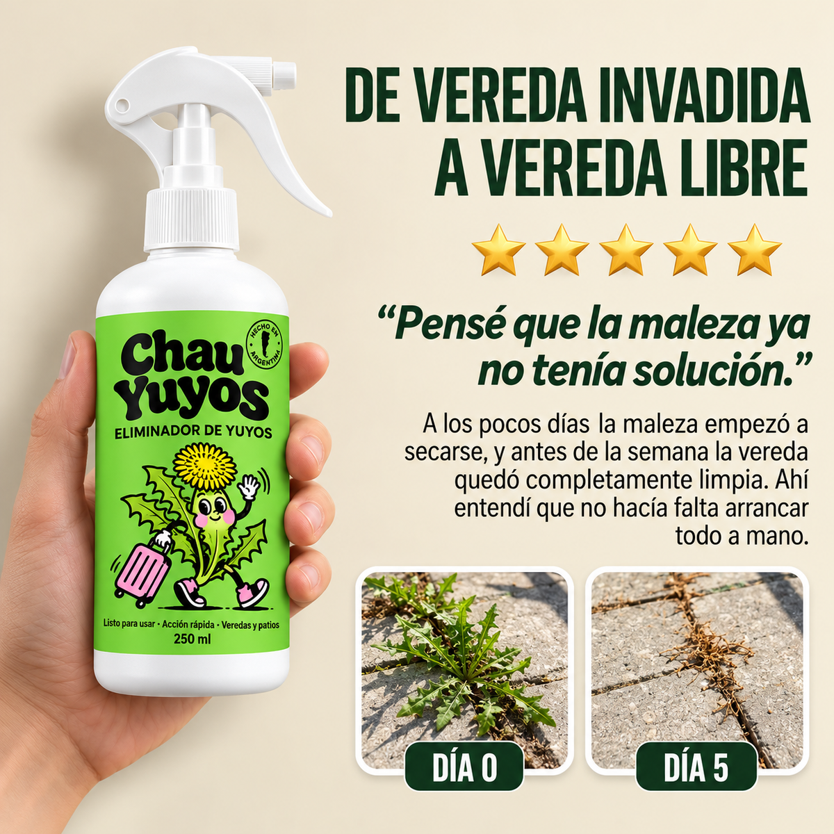 Chau Yuyos| Eliminá la maleza desde la raíz y olvidate de arrancar yuyos a mano